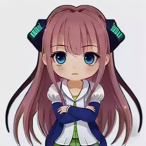 Chibi Anime Girl 3D Model -- Japanese Style
