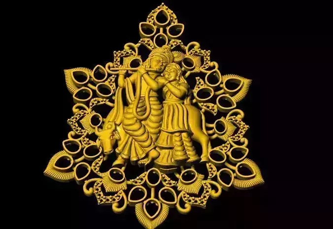 radha krishna necklace pendant 3dm file