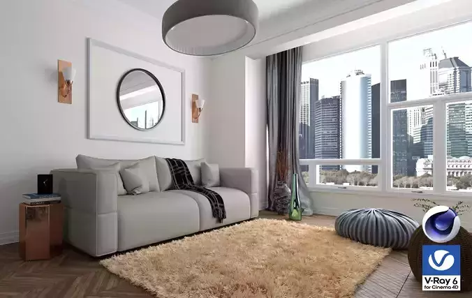 Living Room 12 - Vray6 - C4D