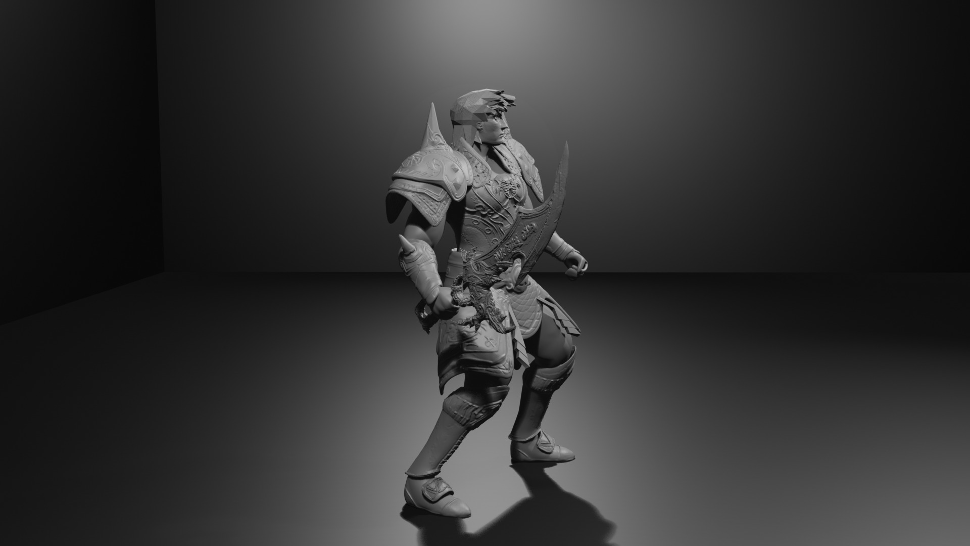 Metin2 3D Print Warrior Devils Horn Armour and Rune Sword 3D print model_11