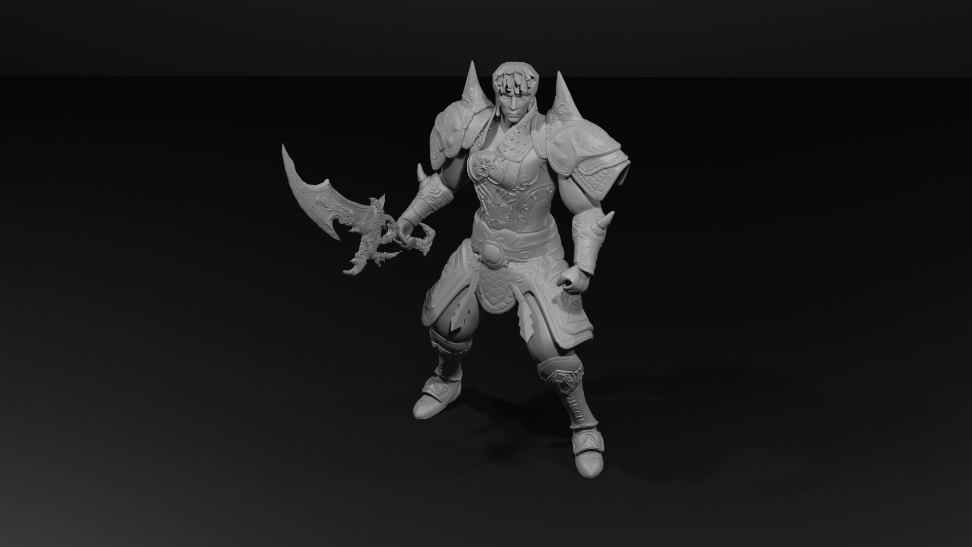 Metin2 3D Print Warrior Devils Horn Armour and Rune Sword 3D print model_10