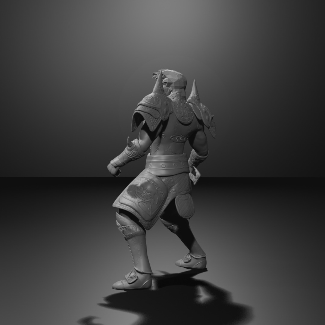 Metin2 3D Print Warrior Devils Horn Armour and Rune Sword 3D print model_6