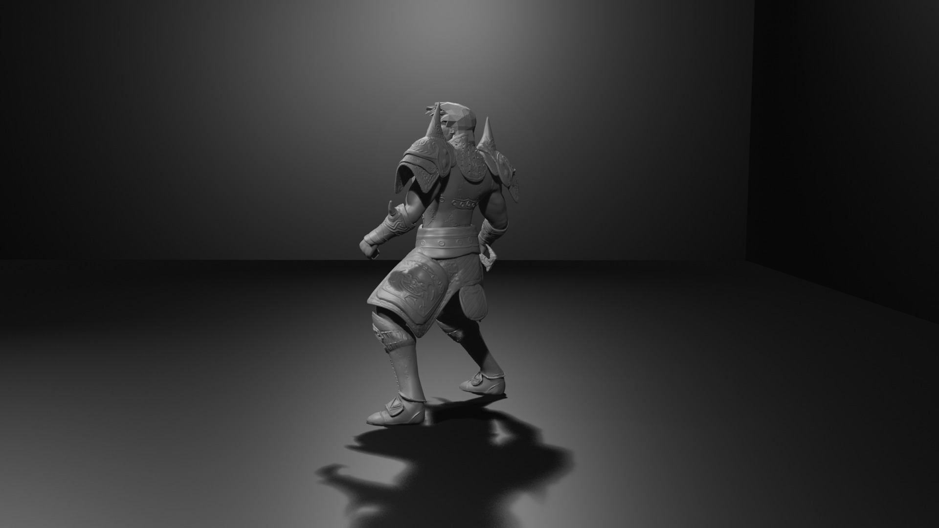 Metin2 3D Print Warrior Devils Horn Armour and Rune Sword 3D print model_17