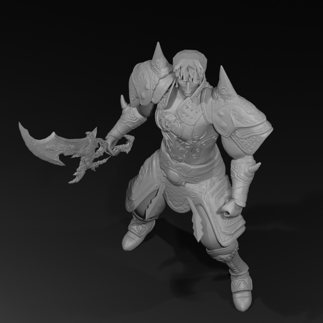 Metin2 3D Print Warrior Devils Horn Armour and Rune Sword 3D print model_1