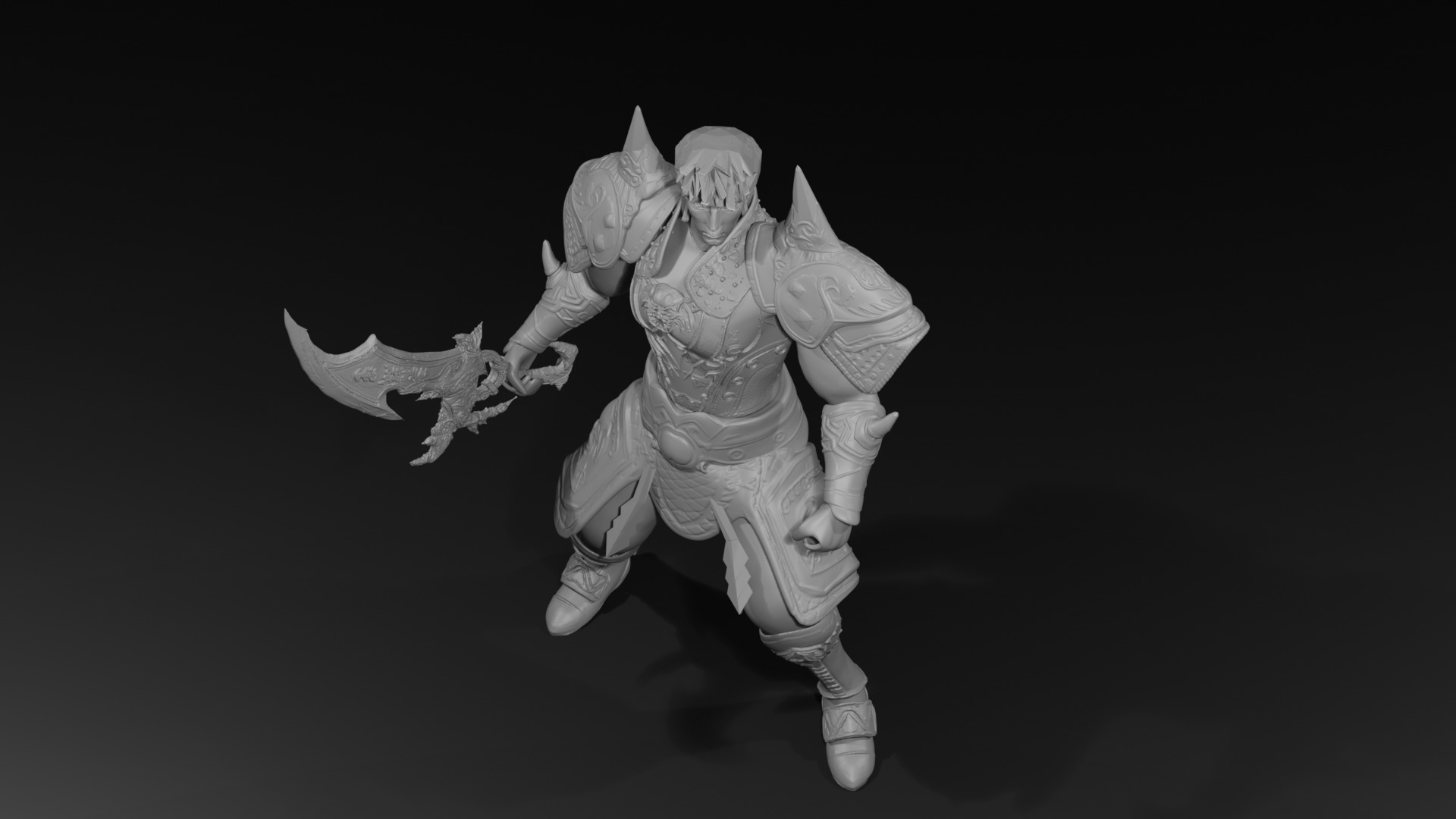 Metin2 3D Print Warrior Devils Horn Armour and Rune Sword 3D print model_15