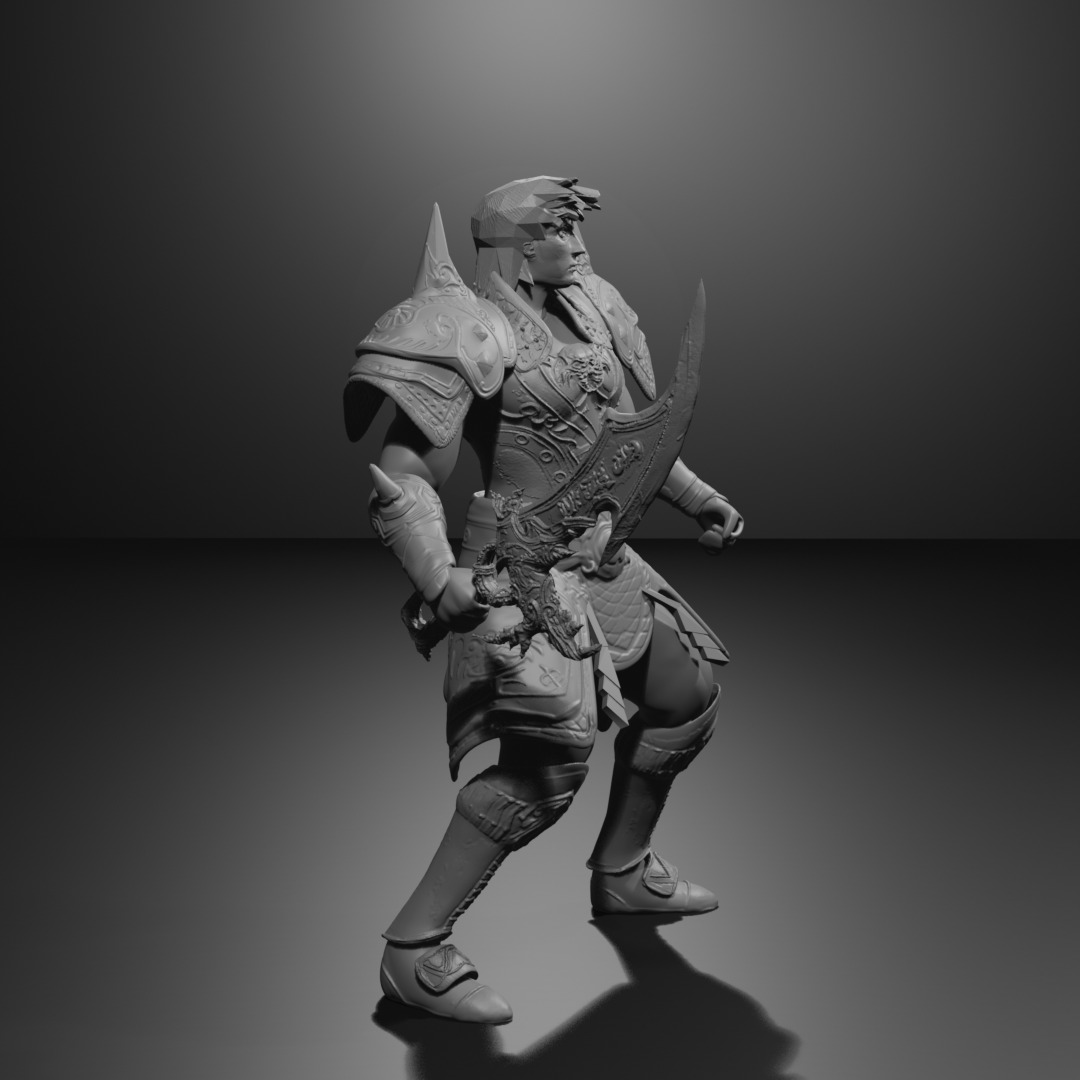 Metin2 3D Print Warrior Devils Horn Armour and Rune Sword 3D print model_4