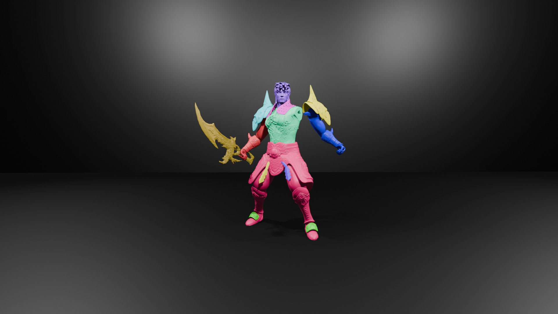 Metin2 3D Print Warrior Devils Horn Armour and Rune Sword 3D print model_19