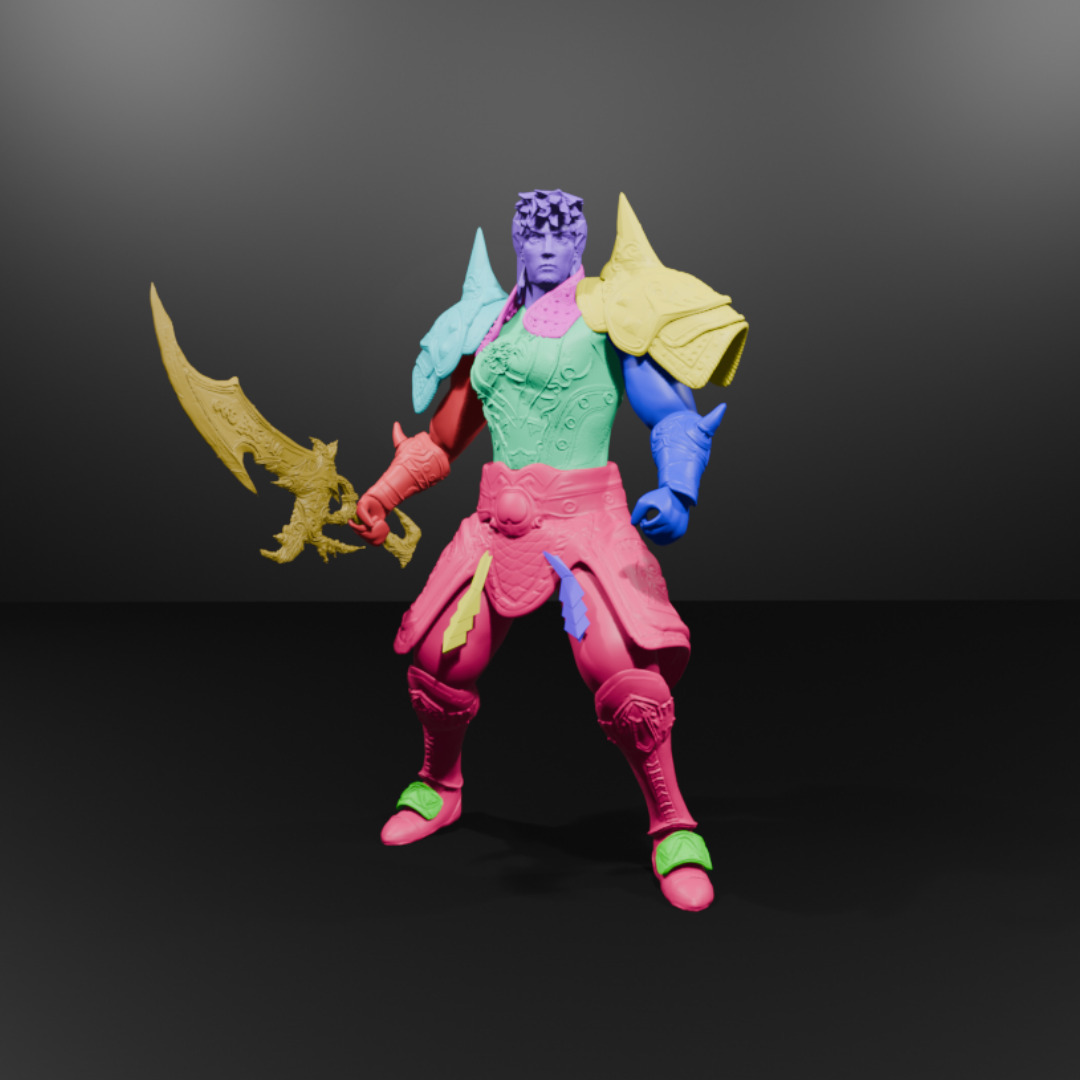 Metin2 3D Print Warrior Devils Horn Armour and Rune Sword 3D print model_8