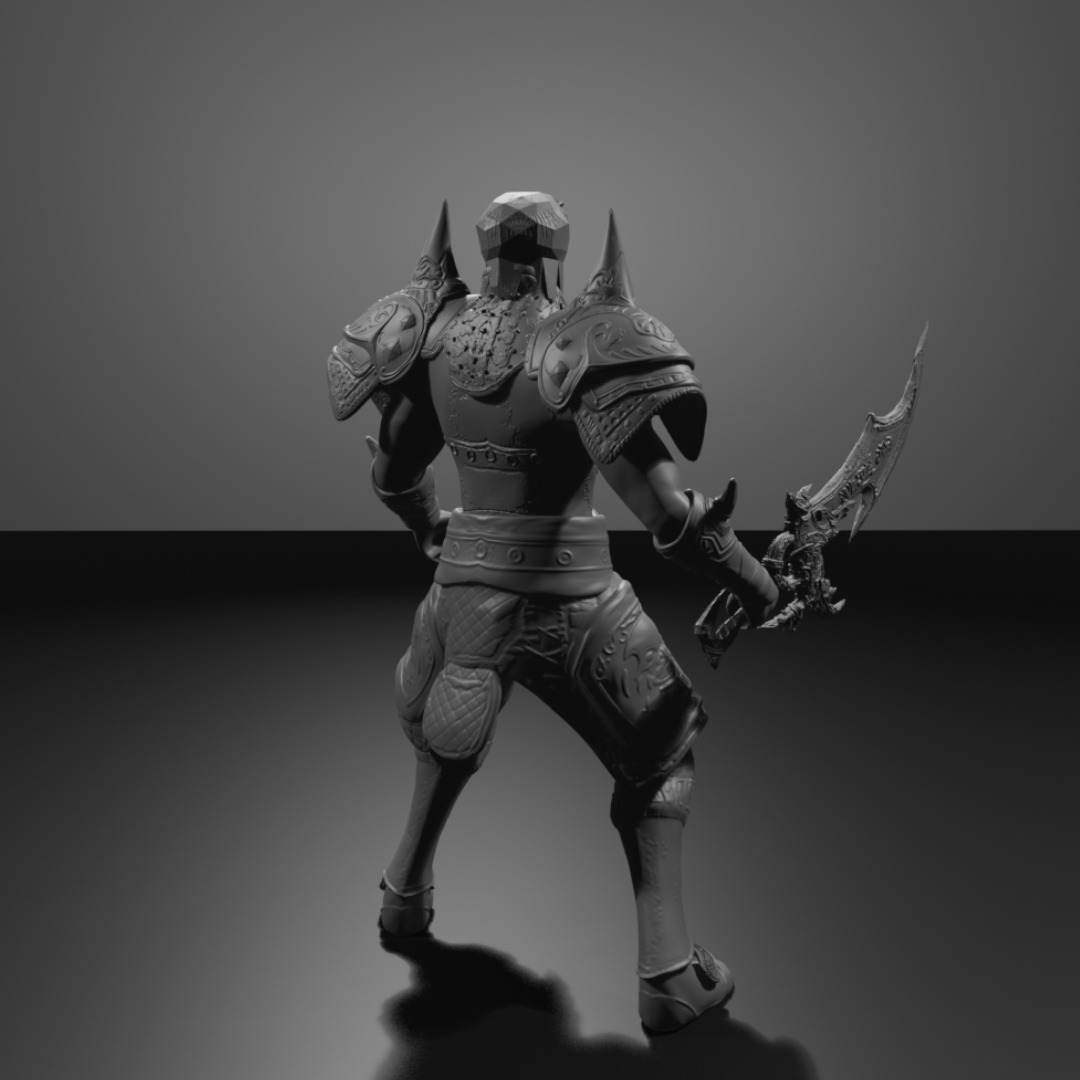 Metin2 3D Print Warrior Devils Horn Armour and Rune Sword 3D print model_5