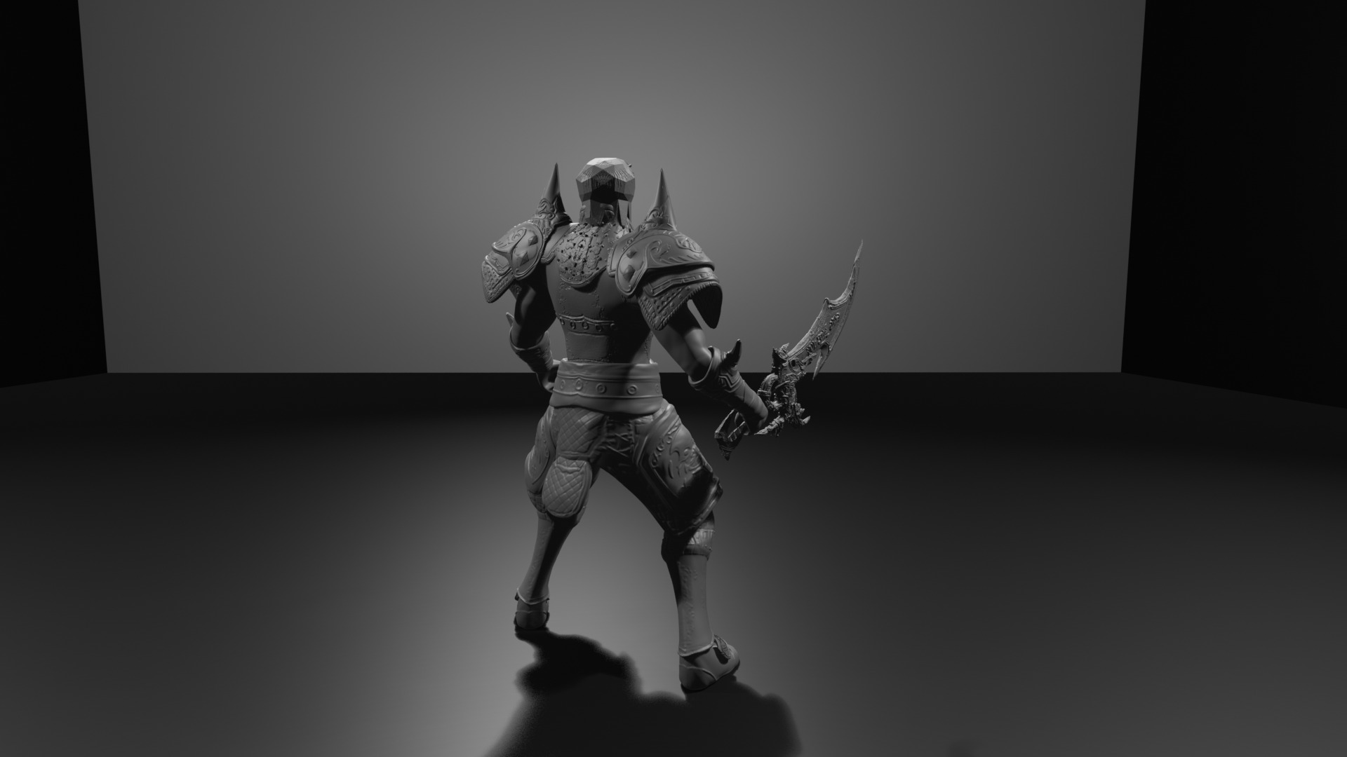 Metin2 3D Print Warrior Devils Horn Armour and Rune Sword 3D print model_13