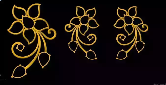 flower pendant and earrings 3dm file