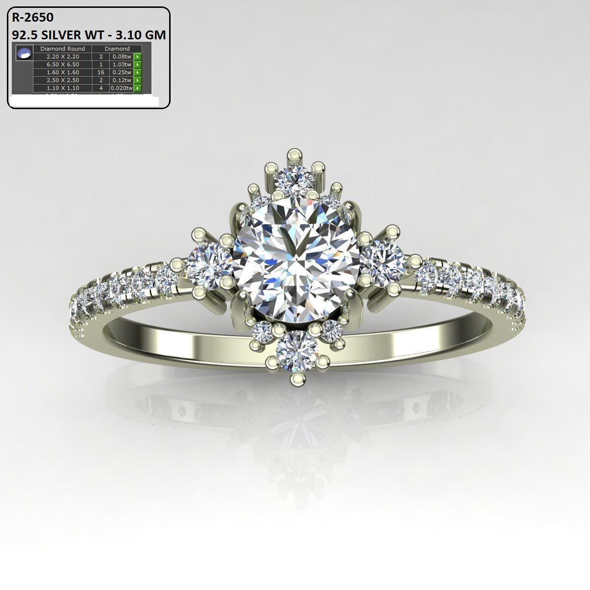 Solitaire Ring 3D print model_3