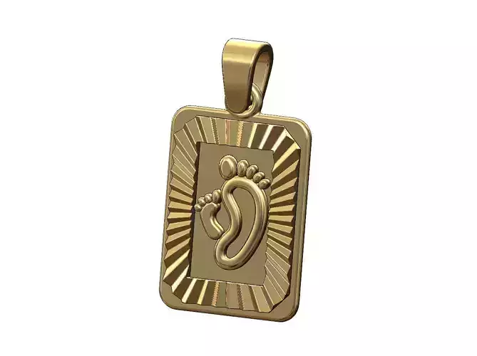 Newborn mum baby foot faceted sunrays pendant charm 3D print model