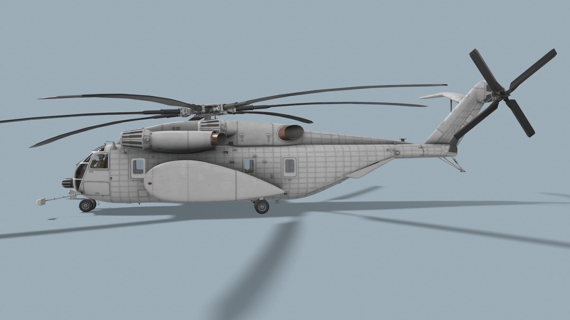  MH-53E Sea Dragon Blank Livery Complex Animtion Low-poly 3D model_5