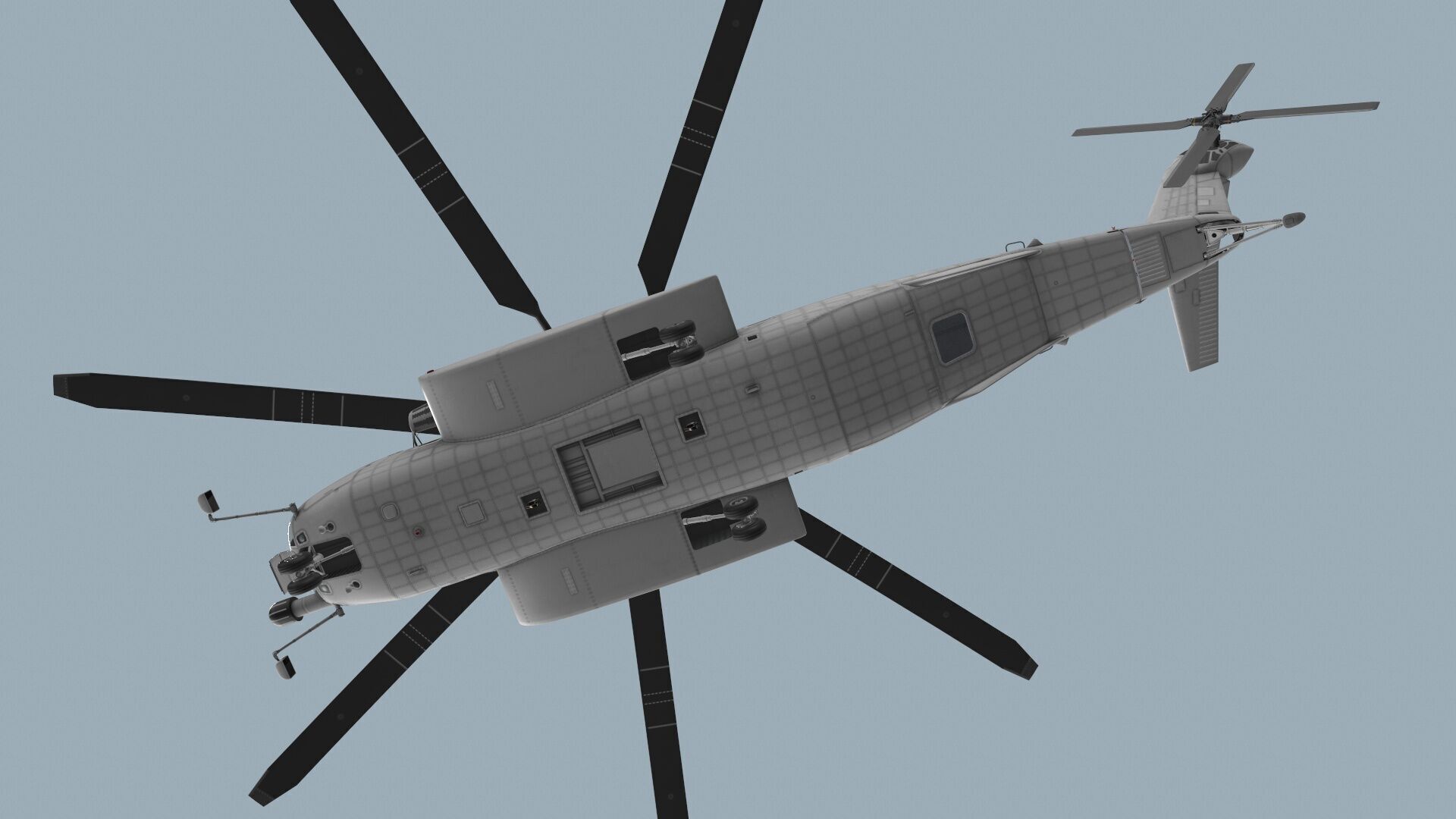  MH-53E Sea Dragon Blank Livery Complex Animtion Low-poly 3D model_6