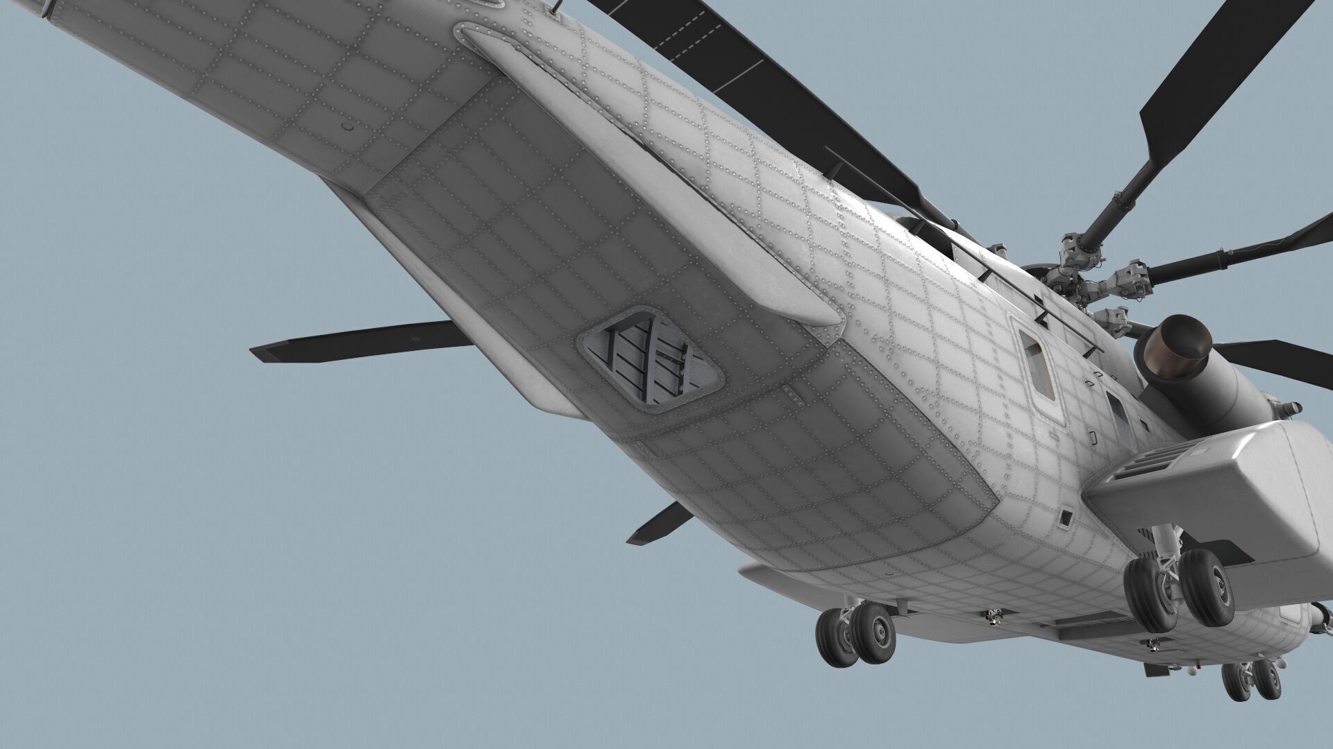  MH-53E Sea Dragon Blank Livery Complex Animtion Low-poly 3D model_12