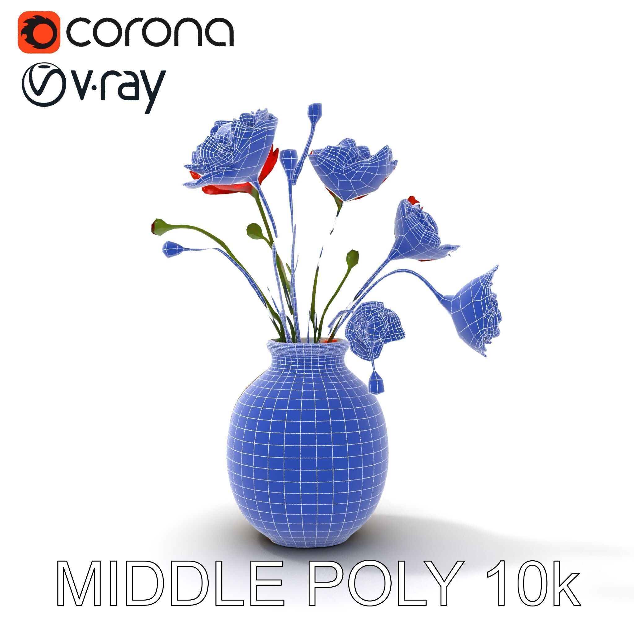 Vase with Poppies Model Pack Low-poly 3D model_30