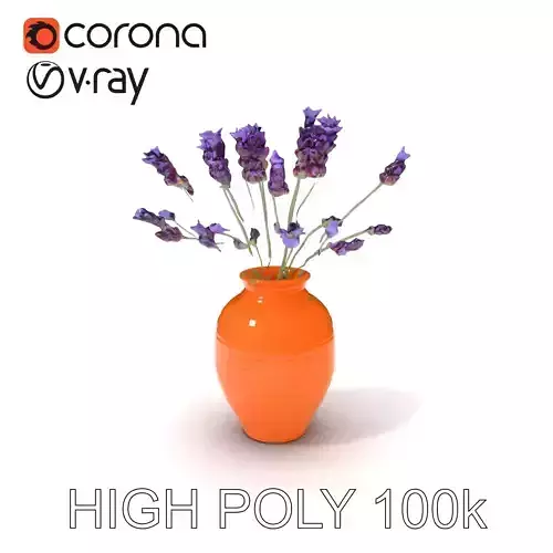 Terracotta Vase with Lavender Model Pack Low-poly 3D model