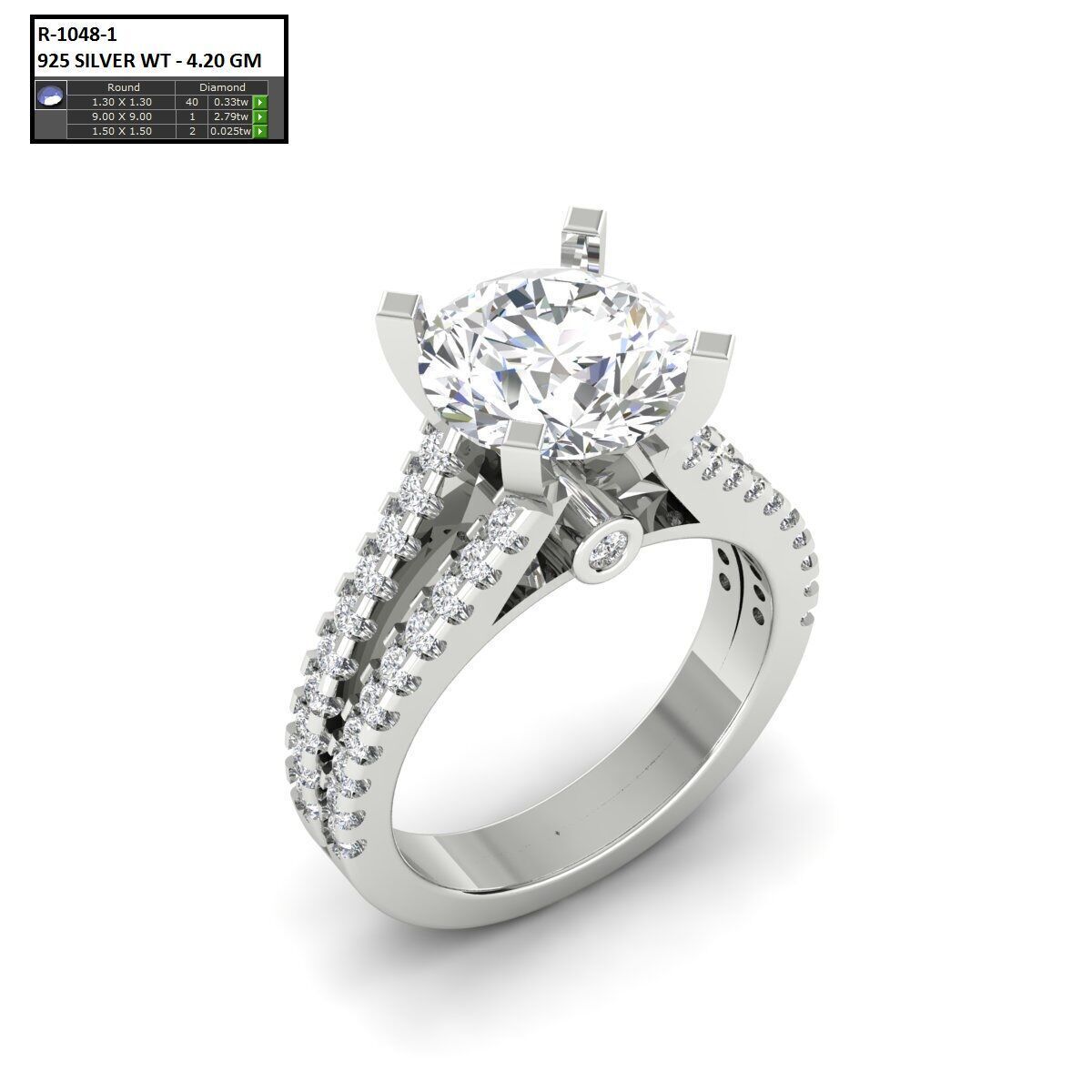 Solitaire Ring 3D print model_1