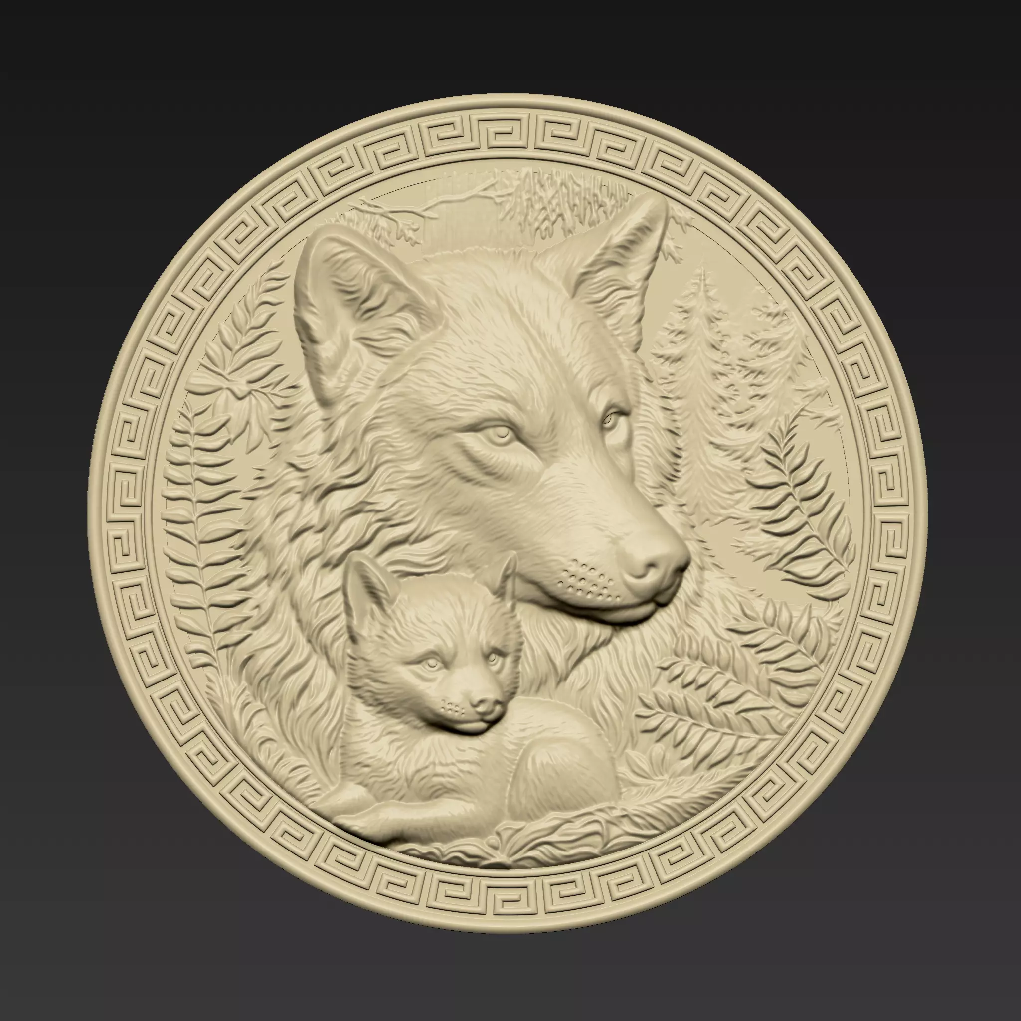 Wolf Mother and Cub A143 3D print model