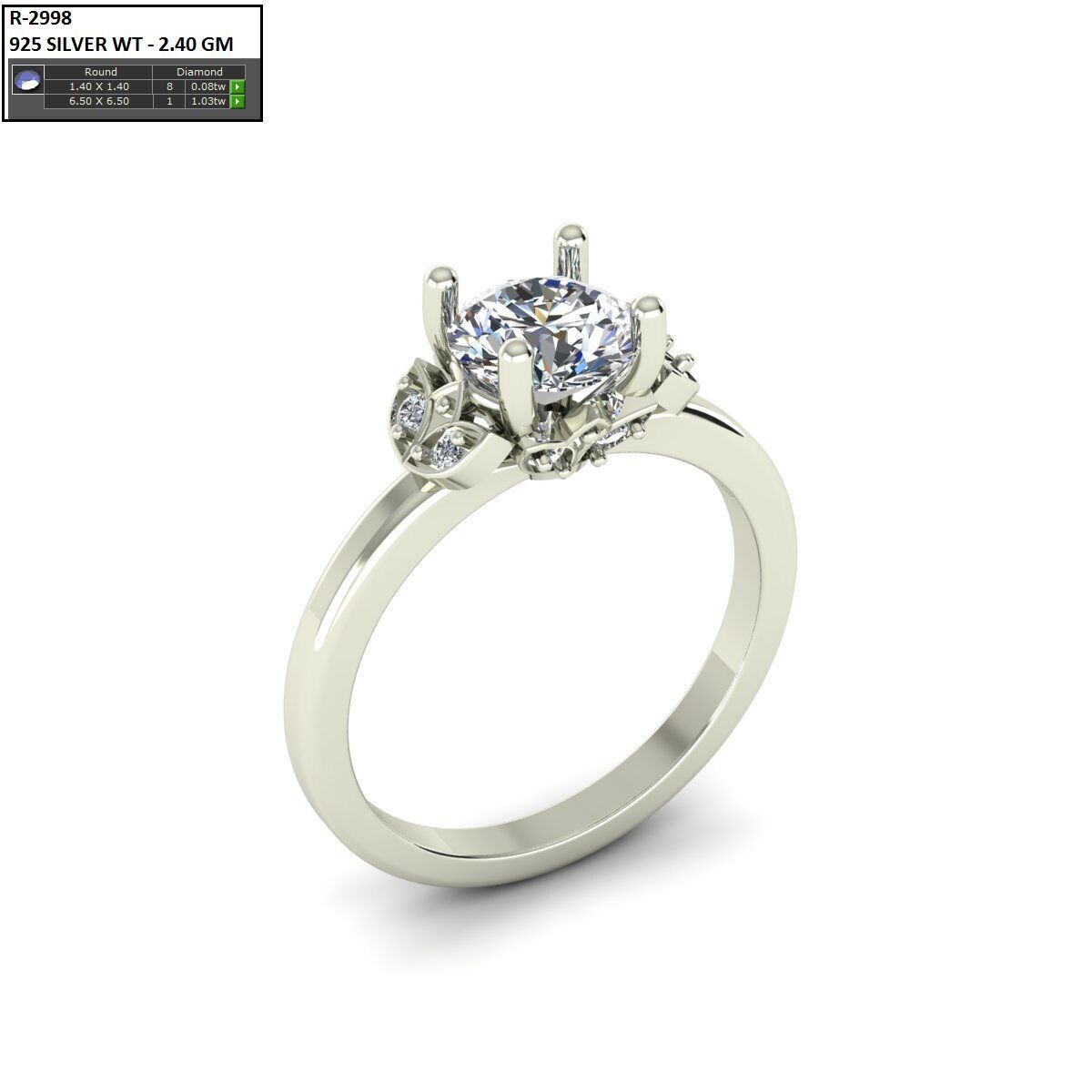 Solitaire Ring 3D print model_2
