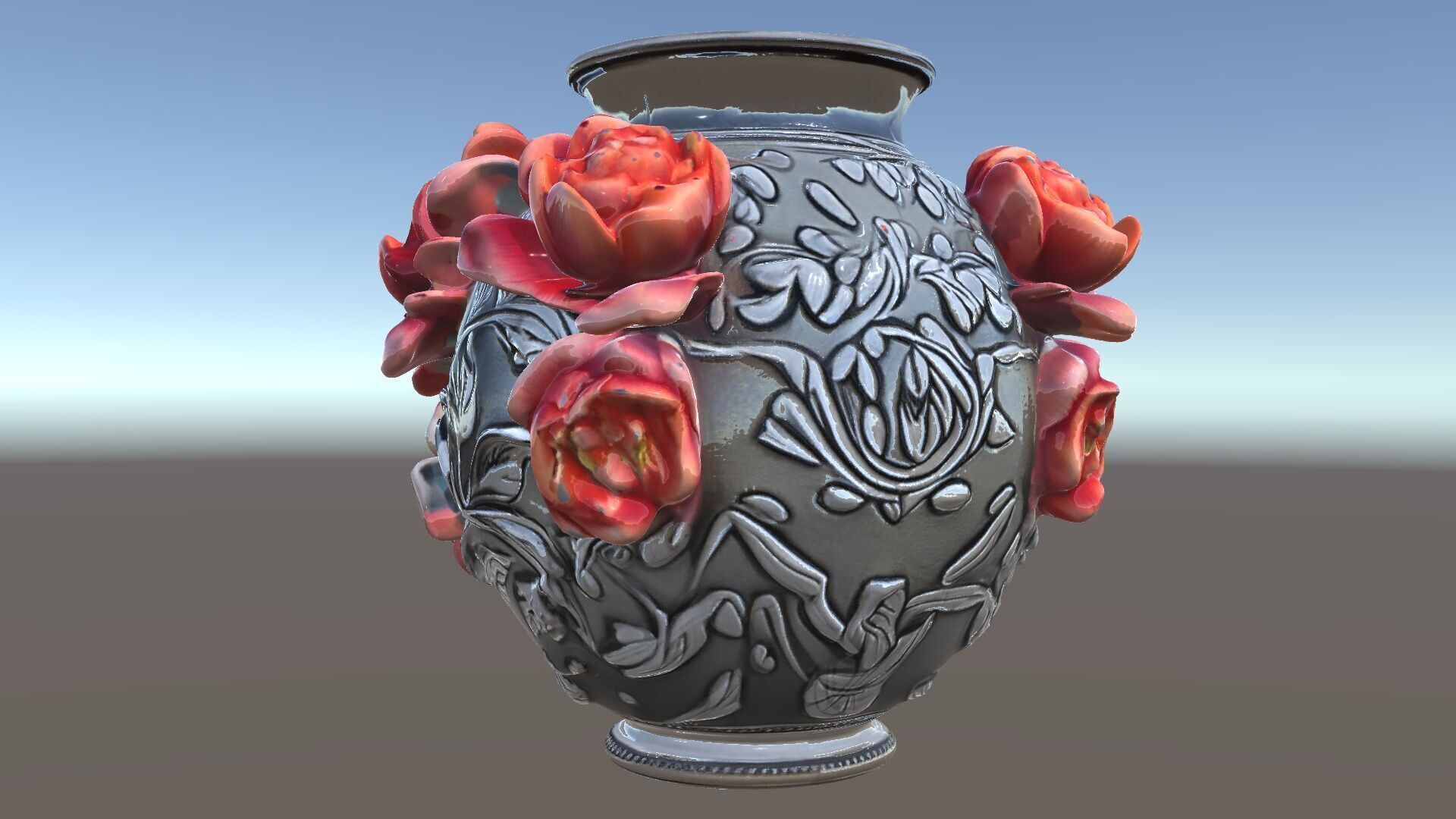 Ornate Floral Vase D Model Pack Low-poly 3D model_5