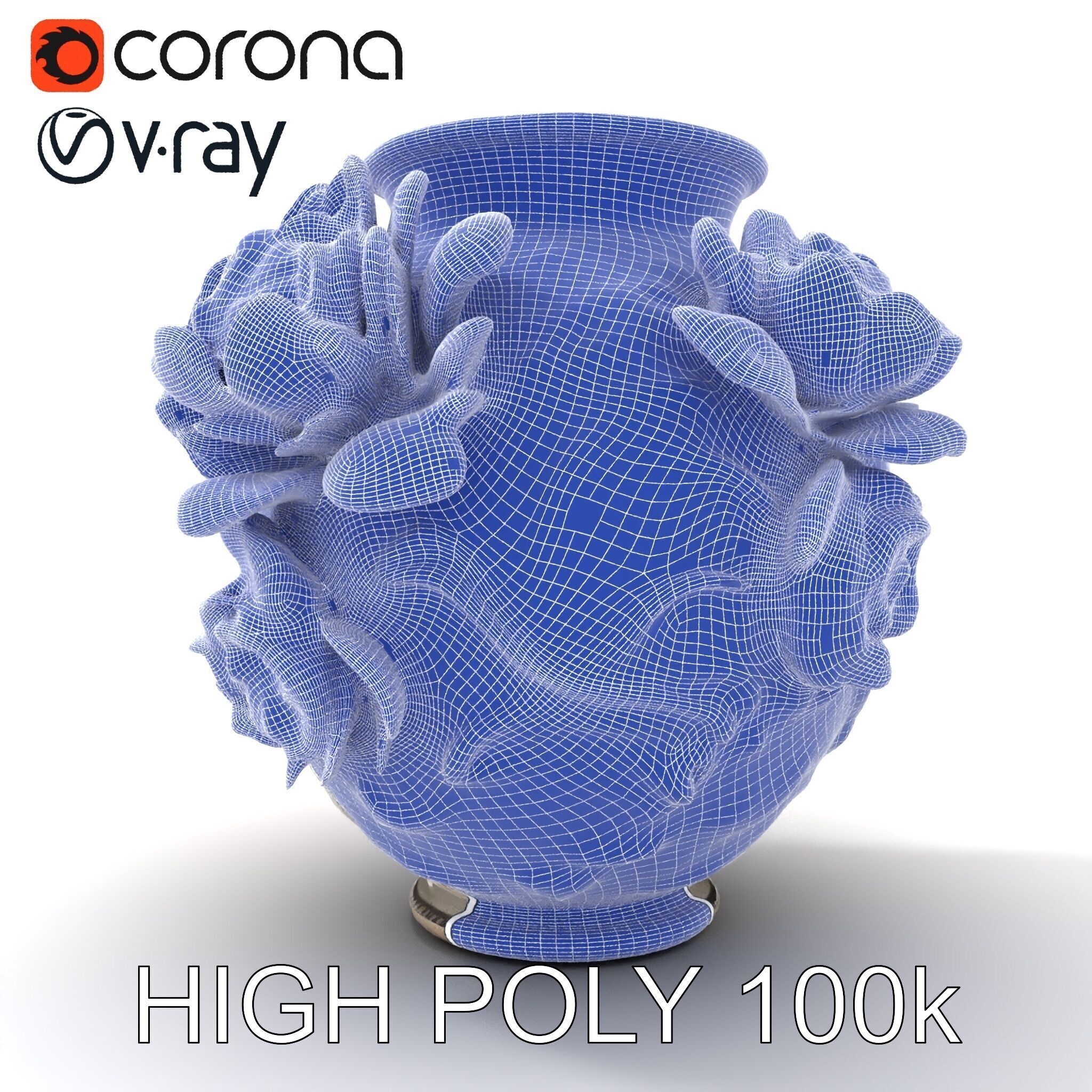 Ornate Floral Vase D Model Pack Low-poly 3D model_35