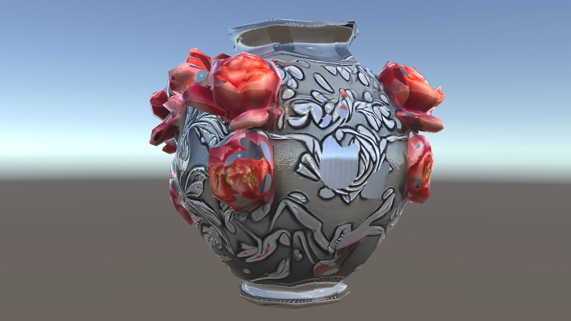 Ornate Floral Vase D Model Pack Low-poly 3D model_33