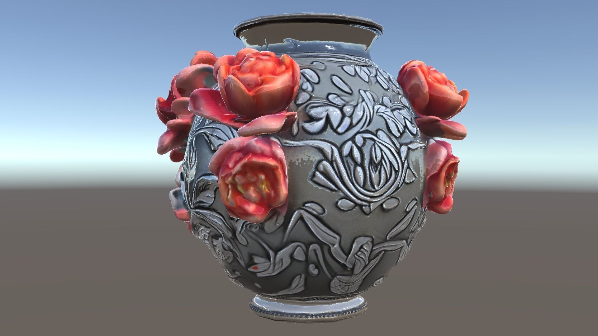 Ornate Floral Vase D Model Pack Low-poly 3D model_29