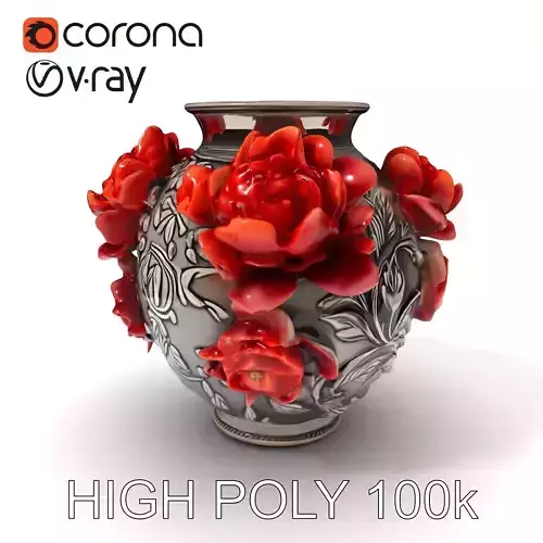 Ornate Floral Vase D Model Pack Low-poly 3D model