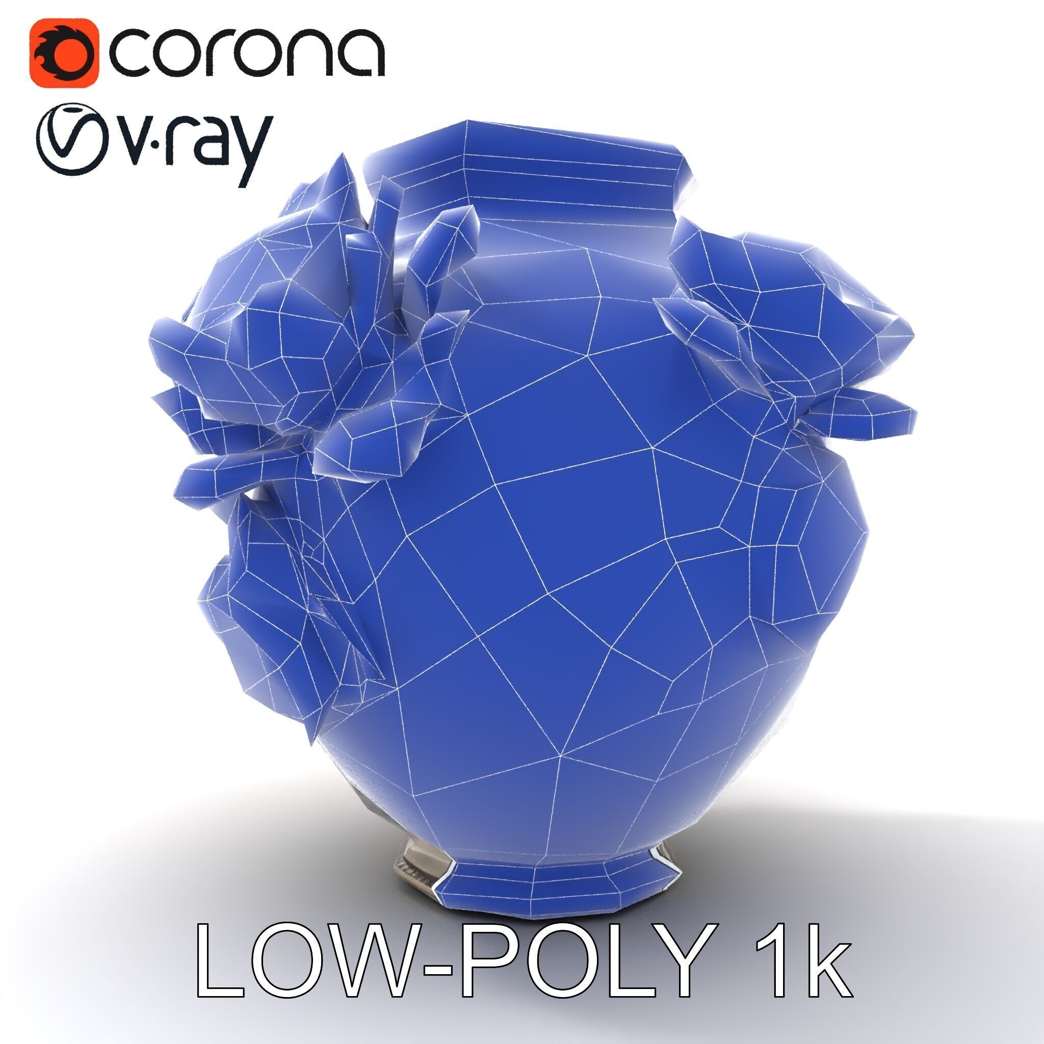 Ornate Floral Vase D Model Pack Low-poly 3D model_7