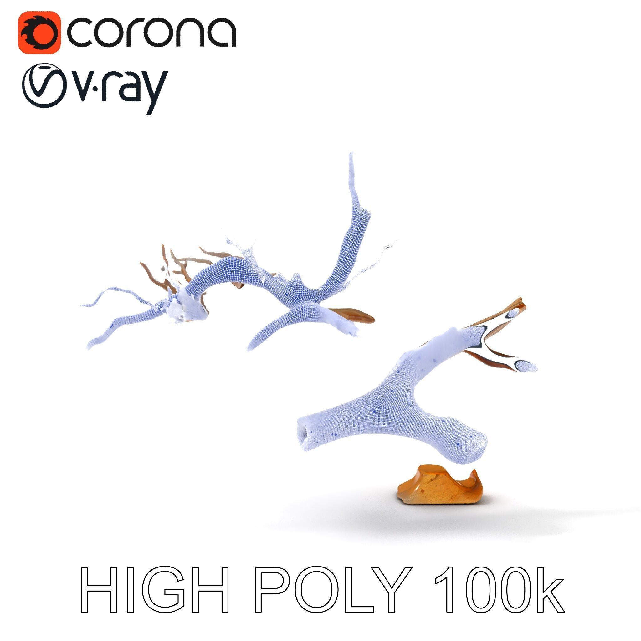 Beach Driftwood and Sand with Shells Model Pack Low-poly 3D model_30