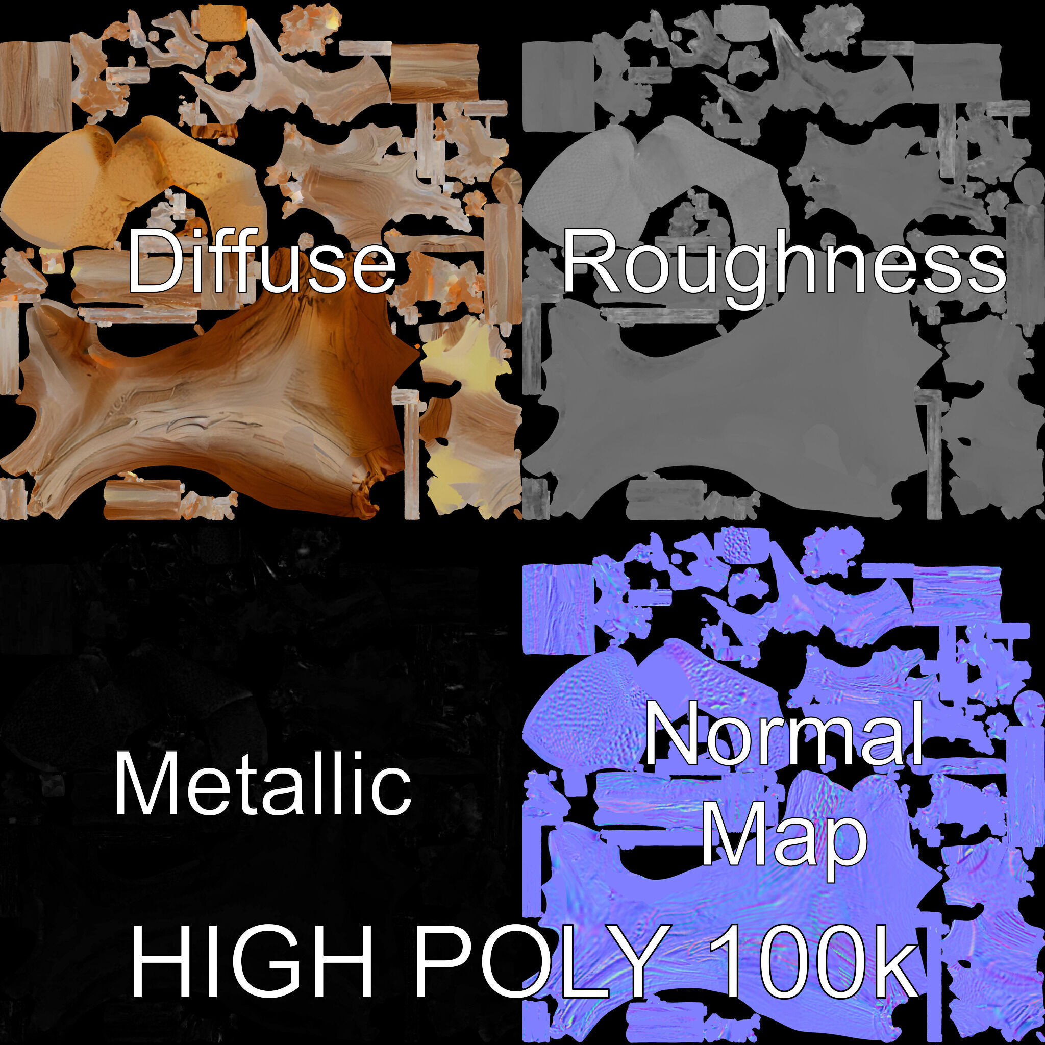 Beach Driftwood and Sand with Shells Model Pack Low-poly 3D model_2