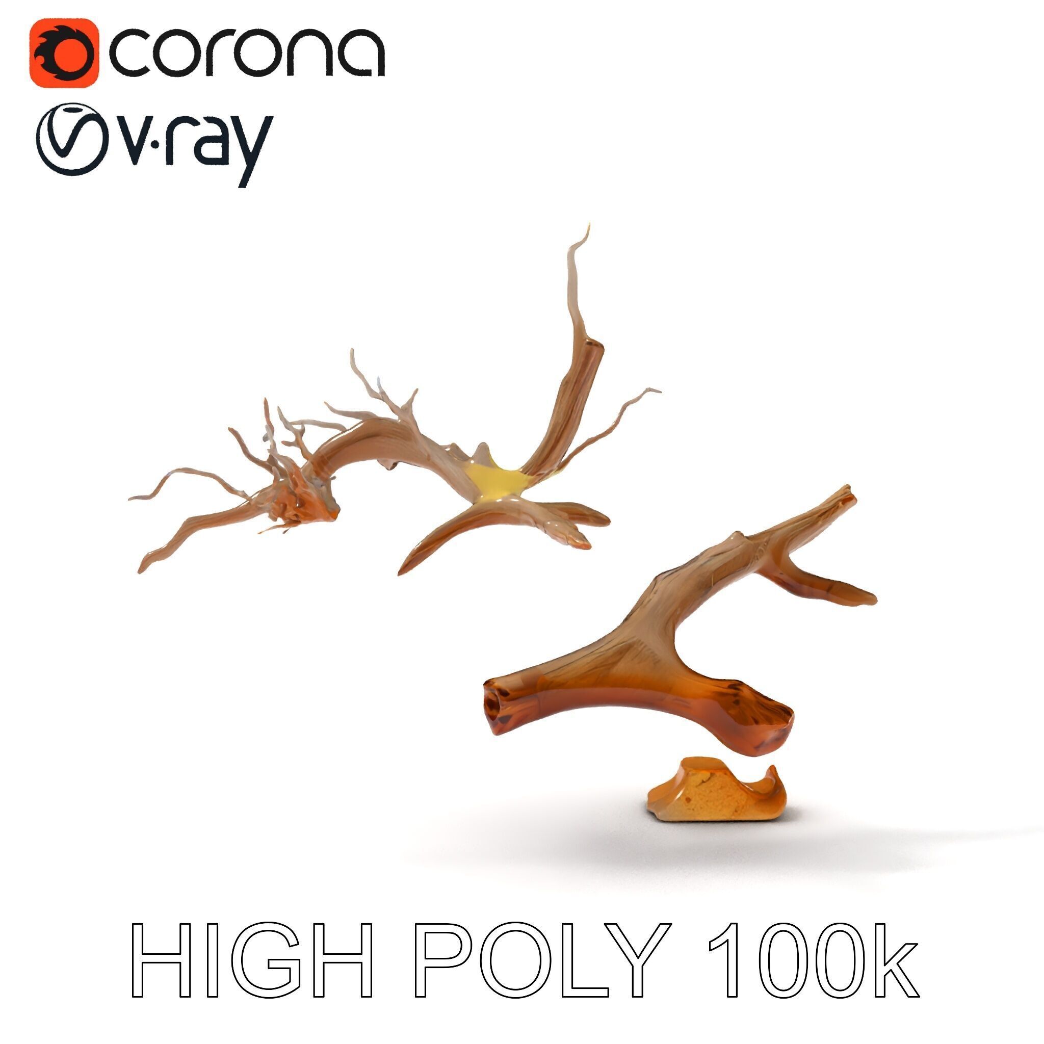 Beach Driftwood and Sand with Shells Model Pack Low-poly 3D model_22