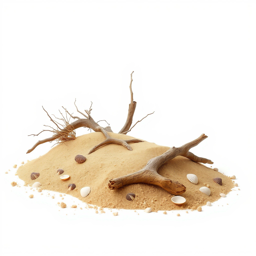 Beach Driftwood and Sand with Shells Model Pack Low-poly 3D model_4