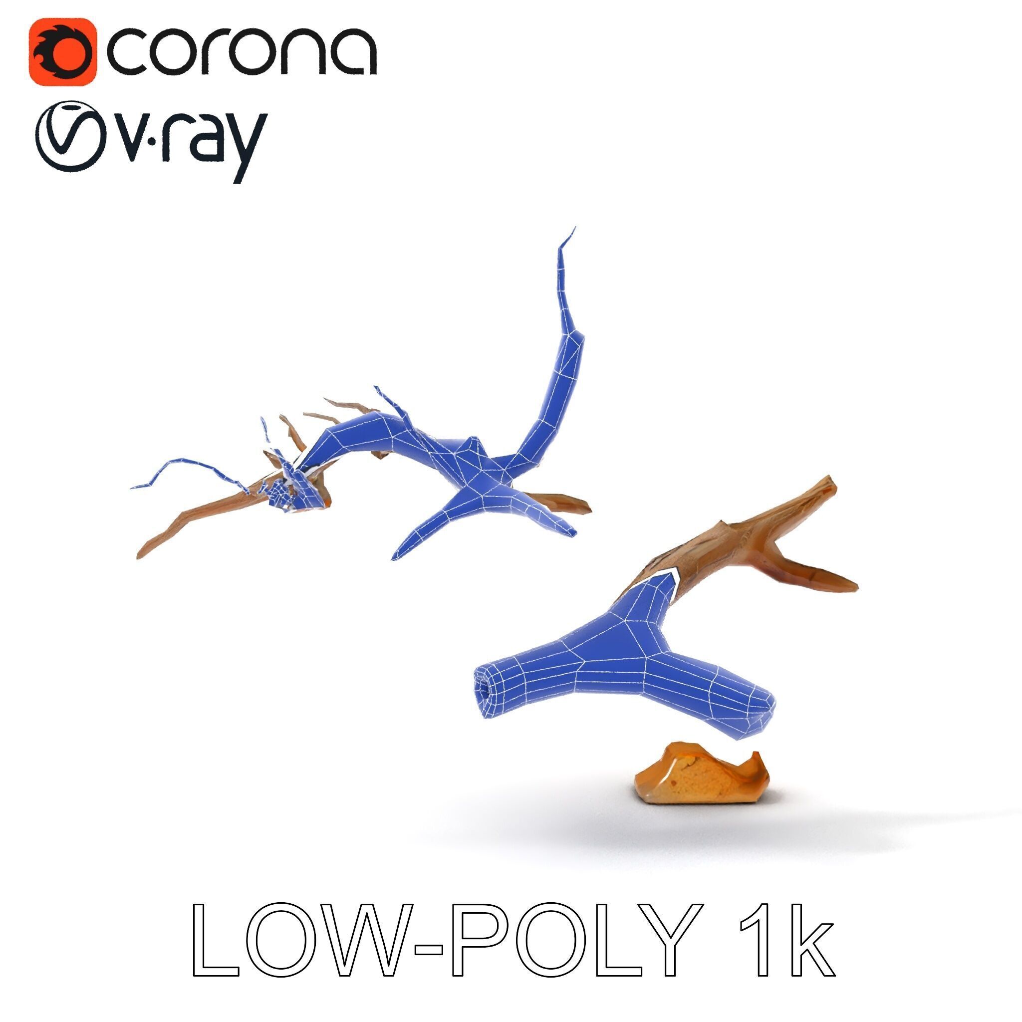 Beach Driftwood and Sand with Shells Model Pack Low-poly 3D model_10