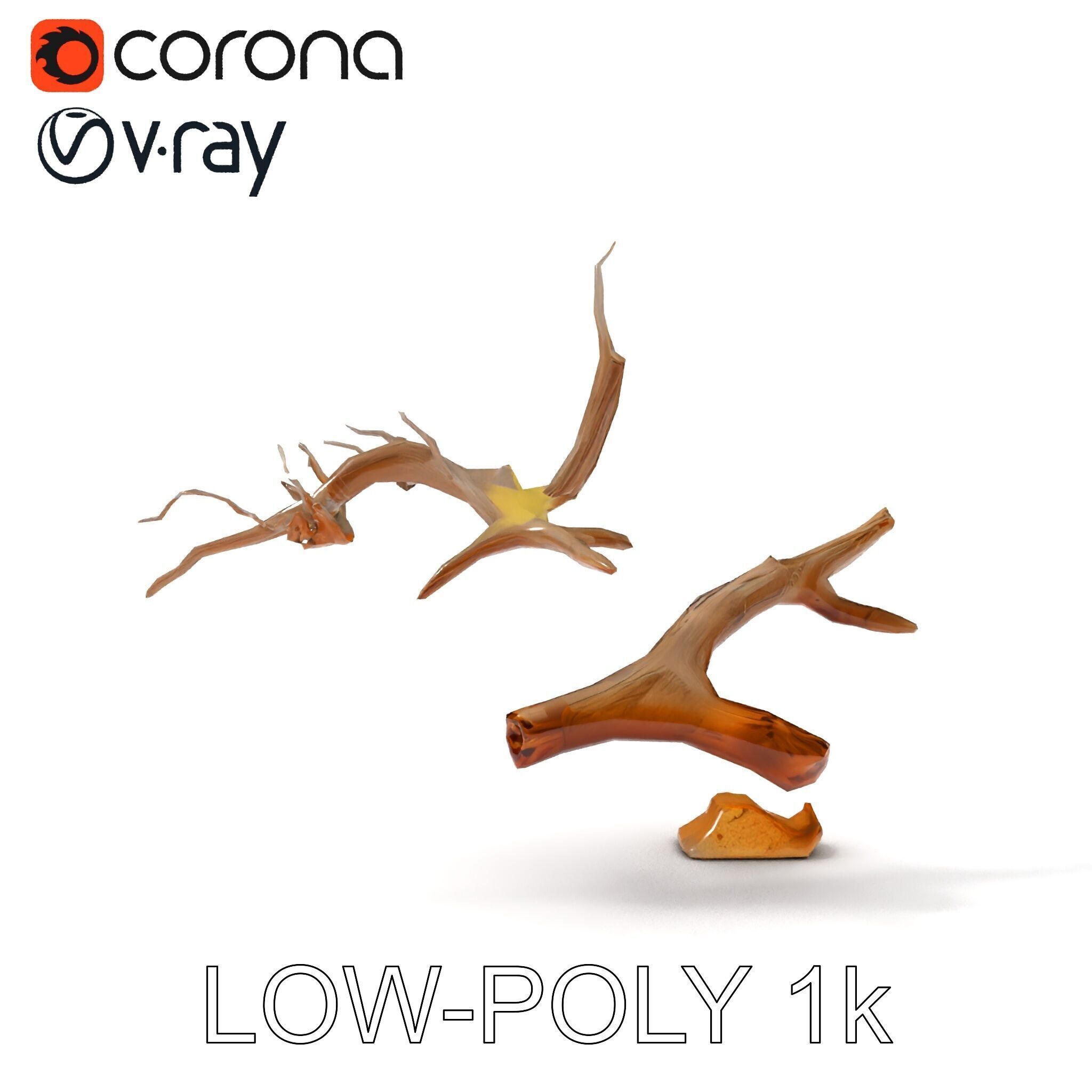 Beach Driftwood and Sand with Shells Model Pack Low-poly 3D model_15