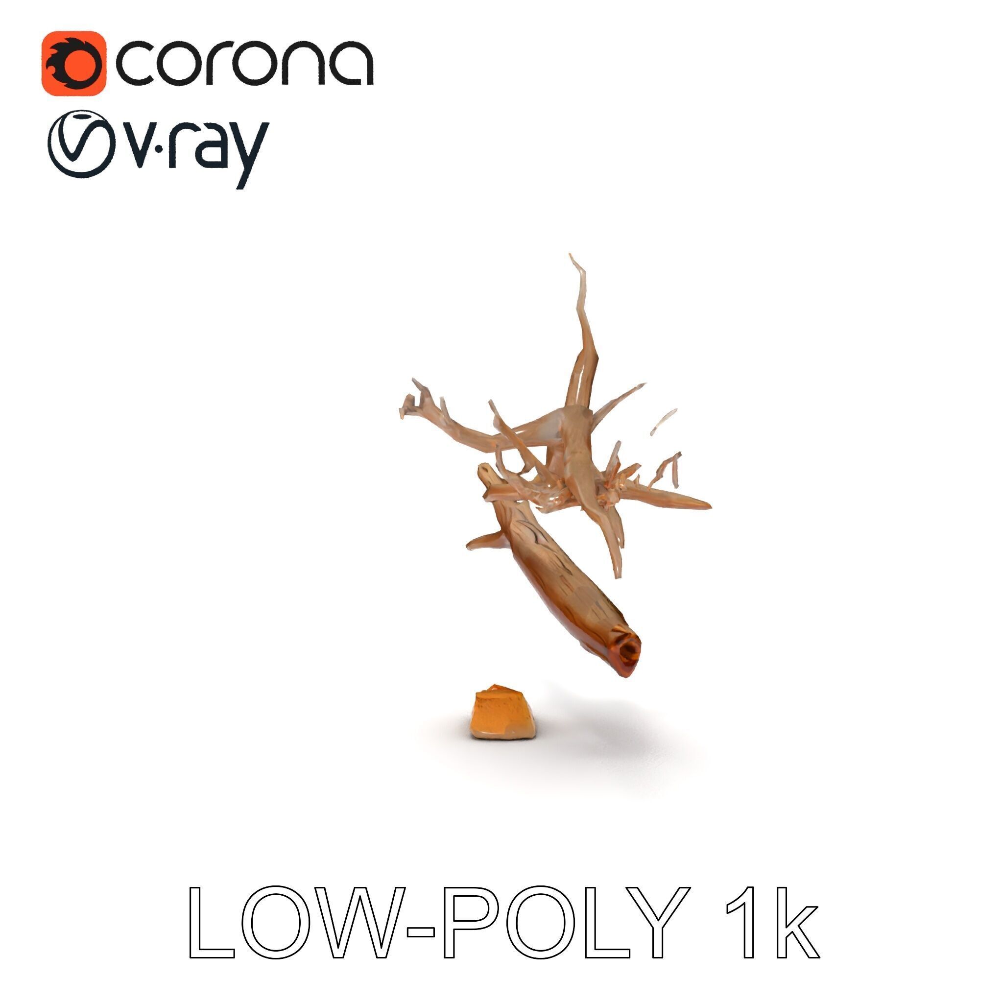 Beach Driftwood and Sand with Shells Model Pack Low-poly 3D model_18