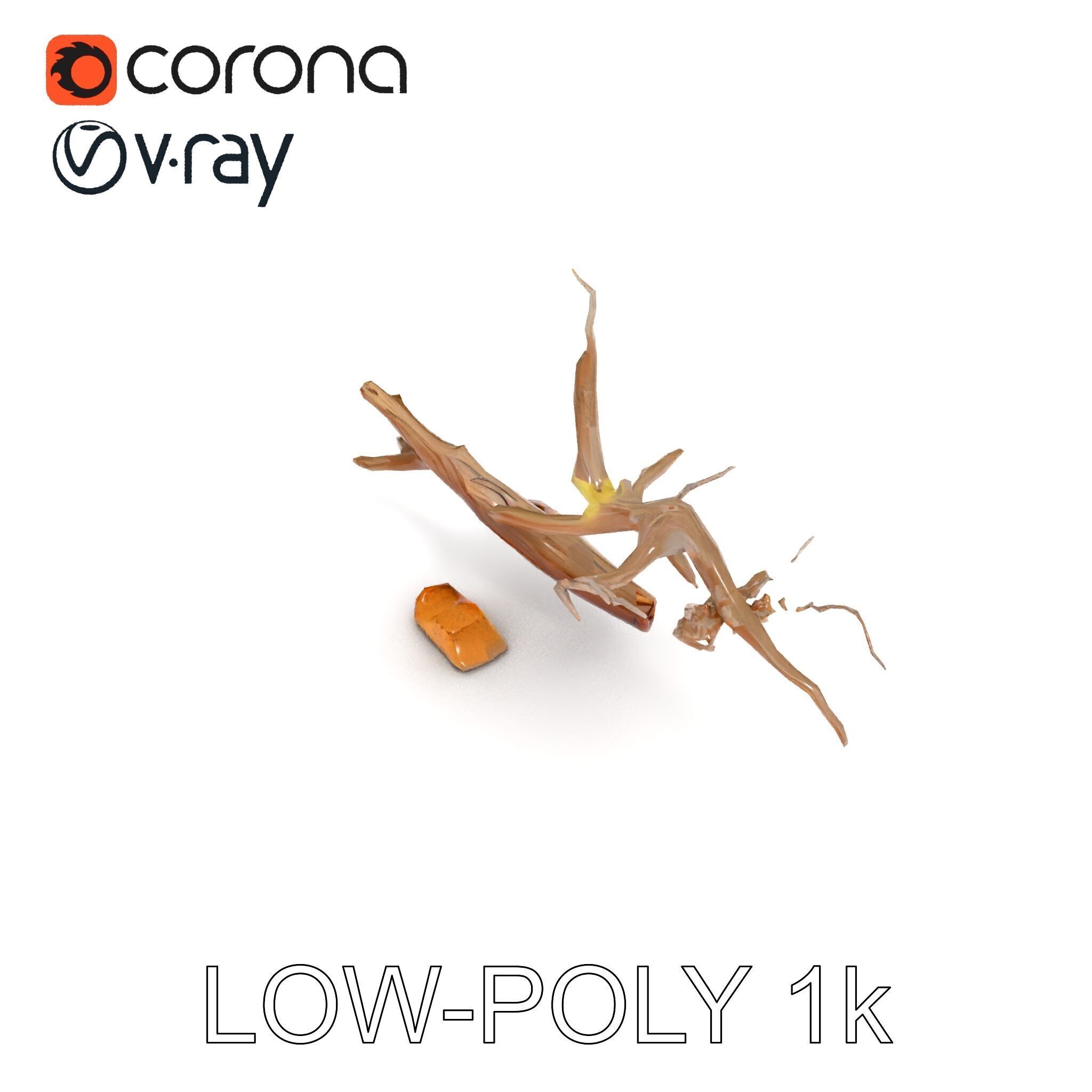 Beach Driftwood and Sand with Shells Model Pack Low-poly 3D model_21