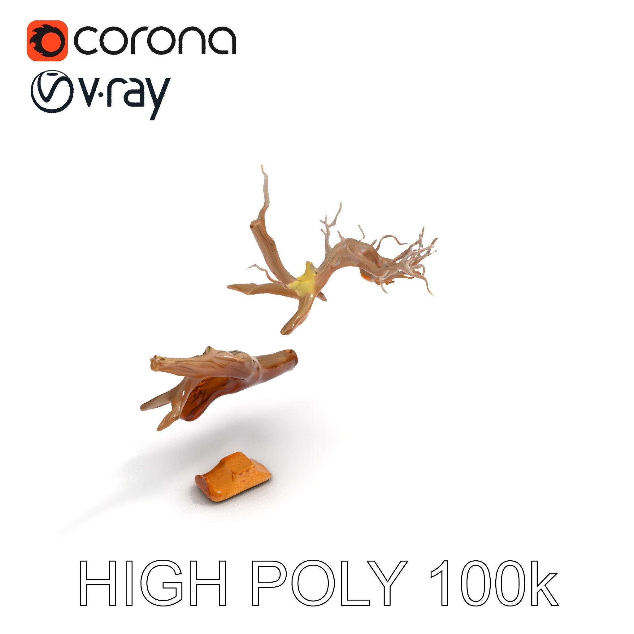 Beach Driftwood and Sand with Shells Model Pack Low-poly 3D model_8