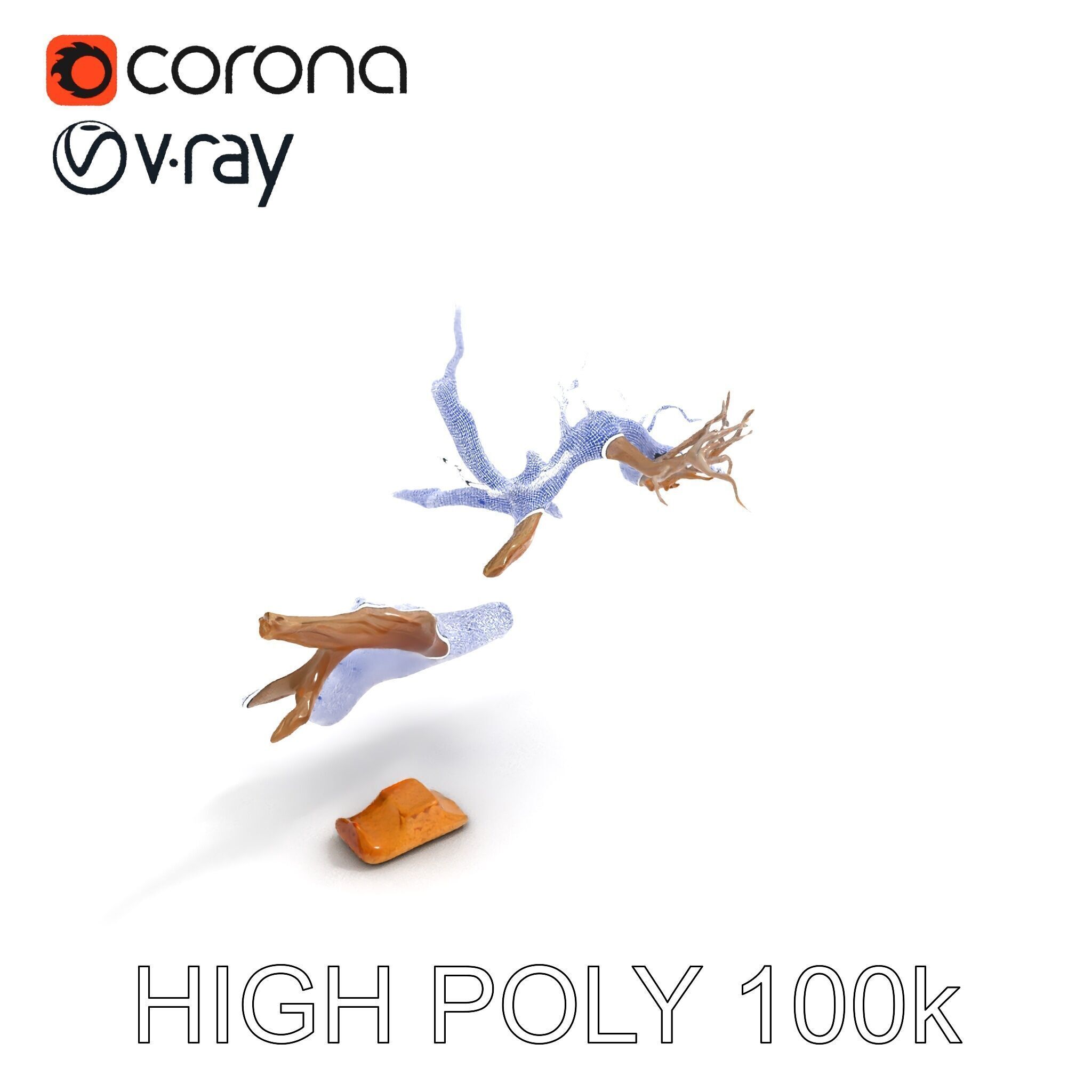 Beach Driftwood and Sand with Shells Model Pack Low-poly 3D model_13