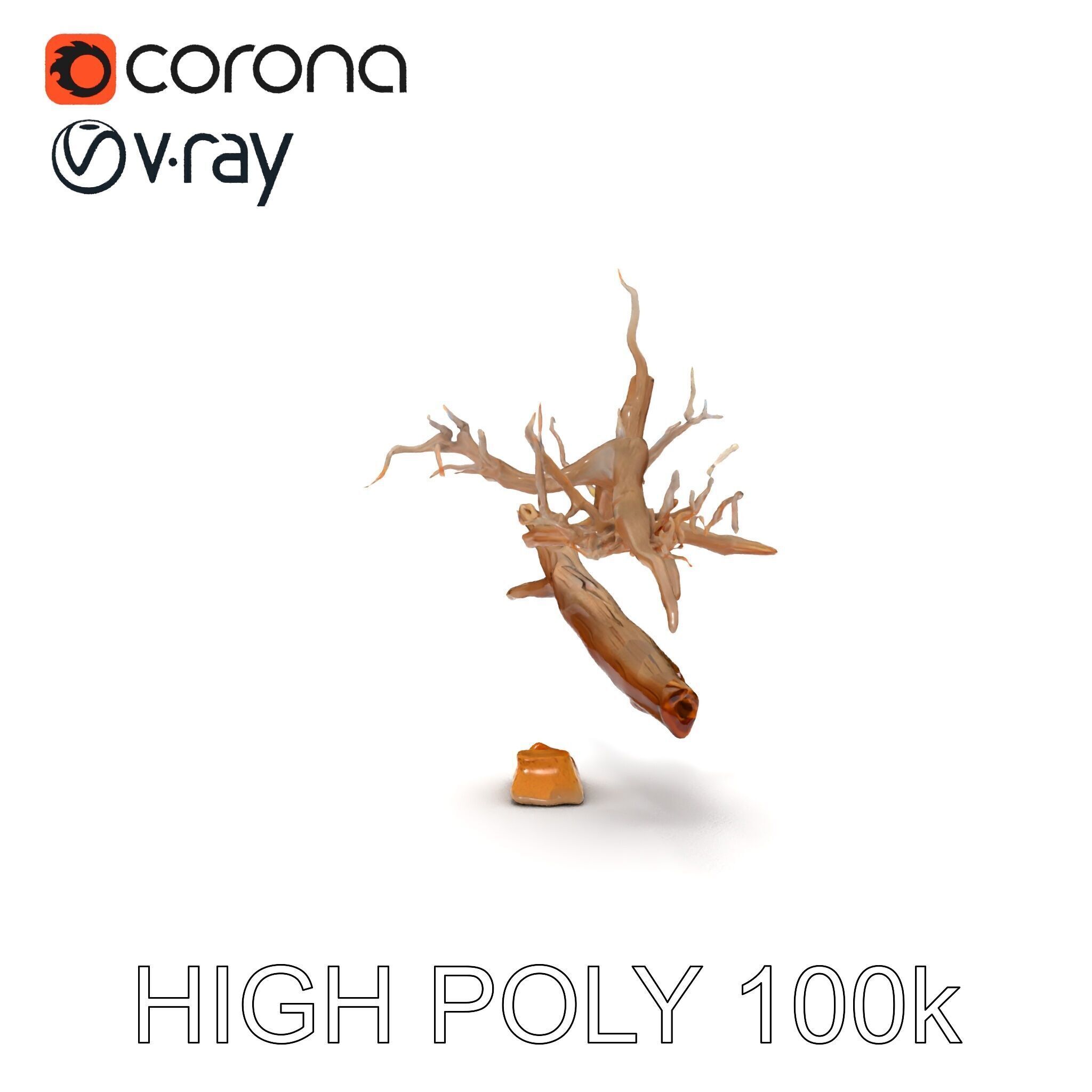 Beach Driftwood and Sand with Shells Model Pack Low-poly 3D model_35