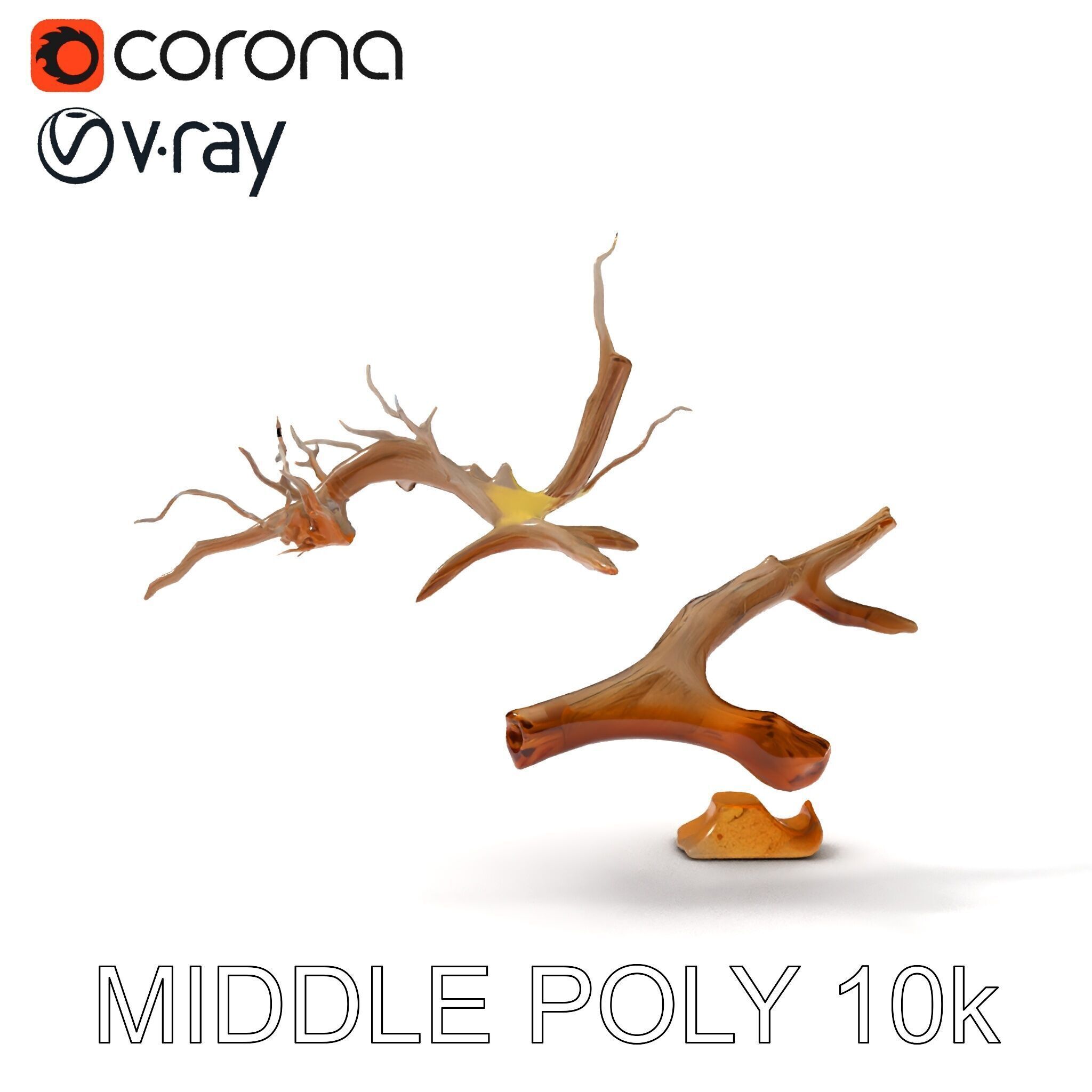 Beach Driftwood and Sand with Shells Model Pack Low-poly 3D model_31