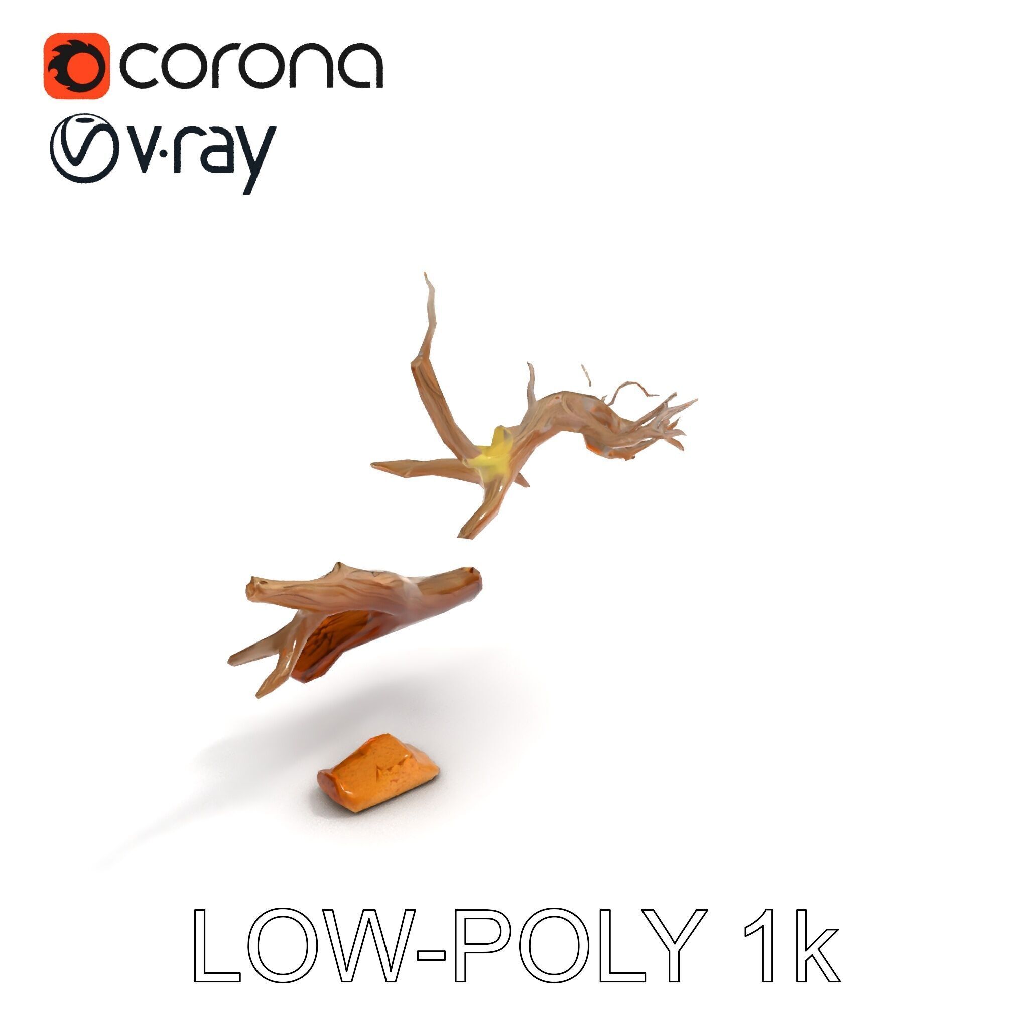 Beach Driftwood and Sand with Shells Model Pack Low-poly 3D model_26