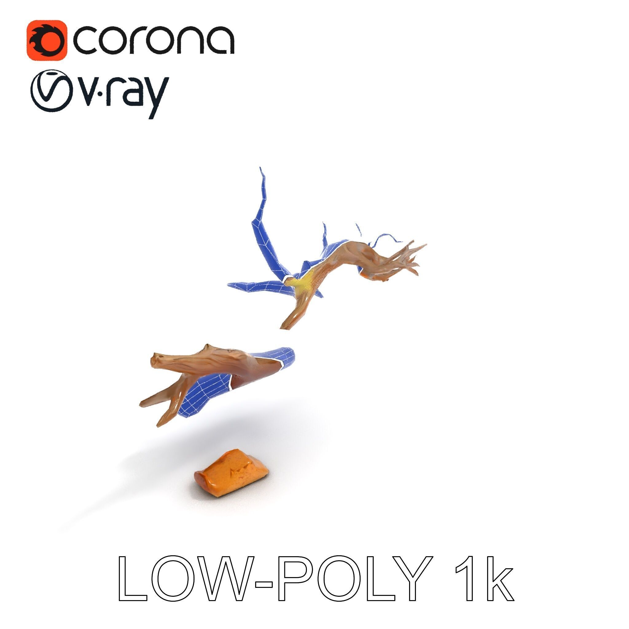 Beach Driftwood and Sand with Shells Model Pack Low-poly 3D model_32