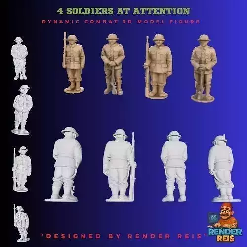 4 Soldiers at Attention