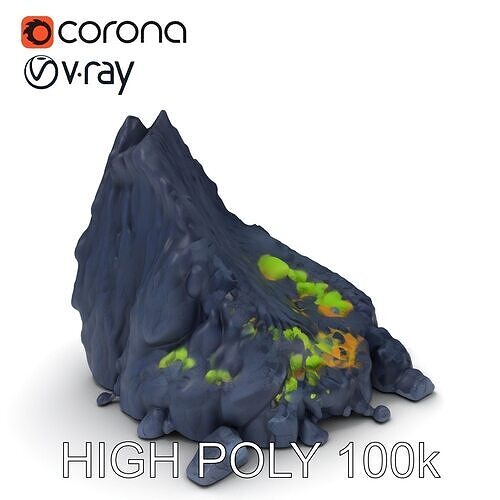 Rocky Cliff with Grass model pack Low-poly 3D model