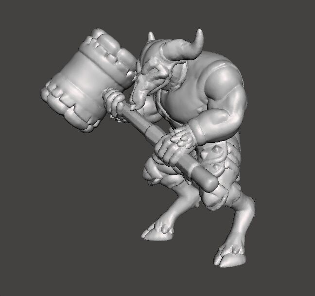 RHINOTAUR WARRIOR MINIATURE MODEL FANTASY GAMES RPG DND 3D print model_2