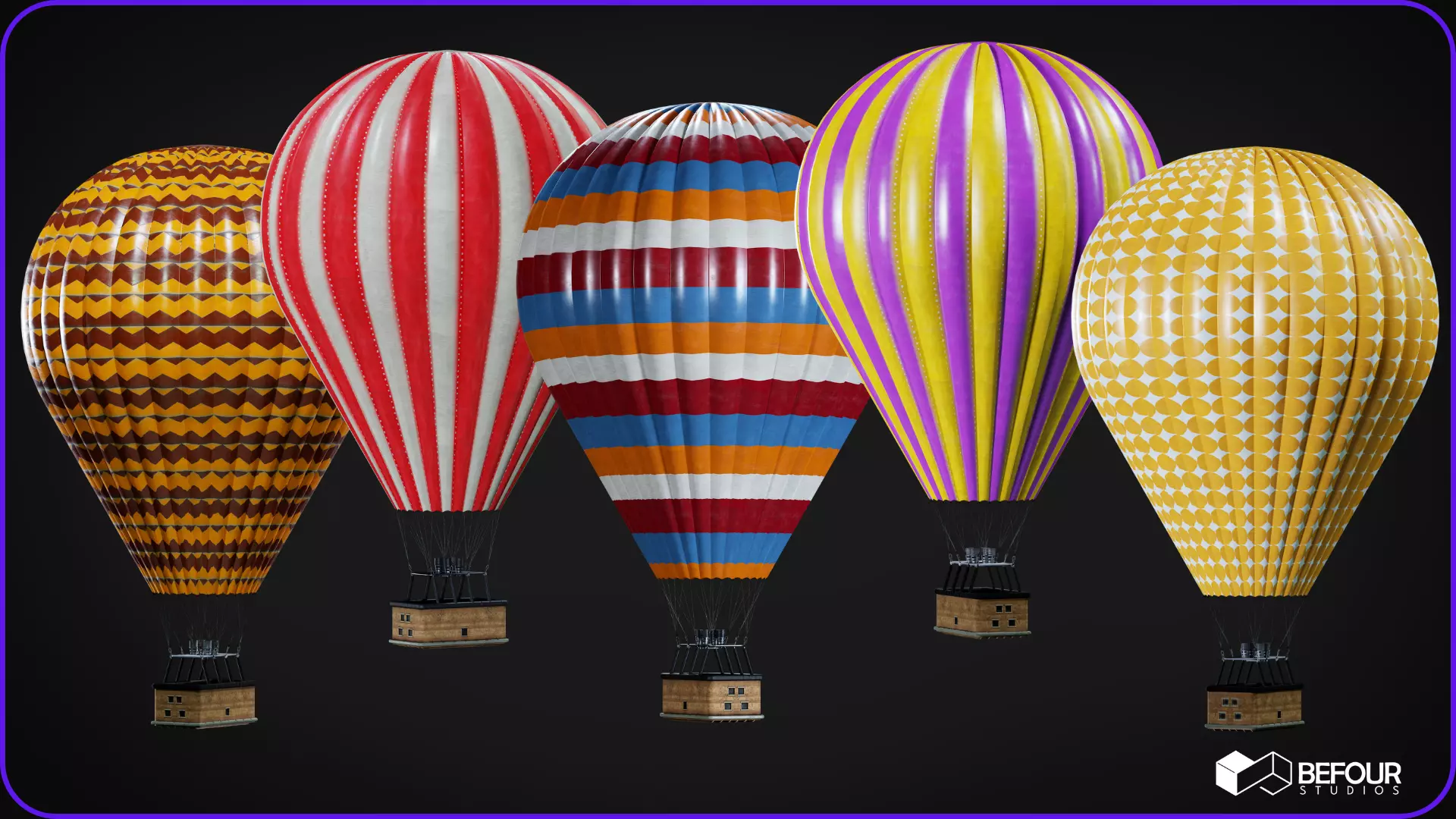 Hot Air Balloon Low-poly 3D model