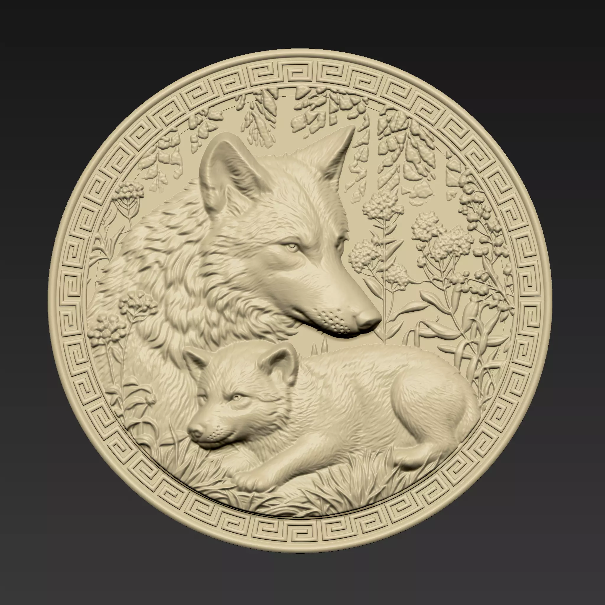 Wolf Mother and Cub A144 3D print model